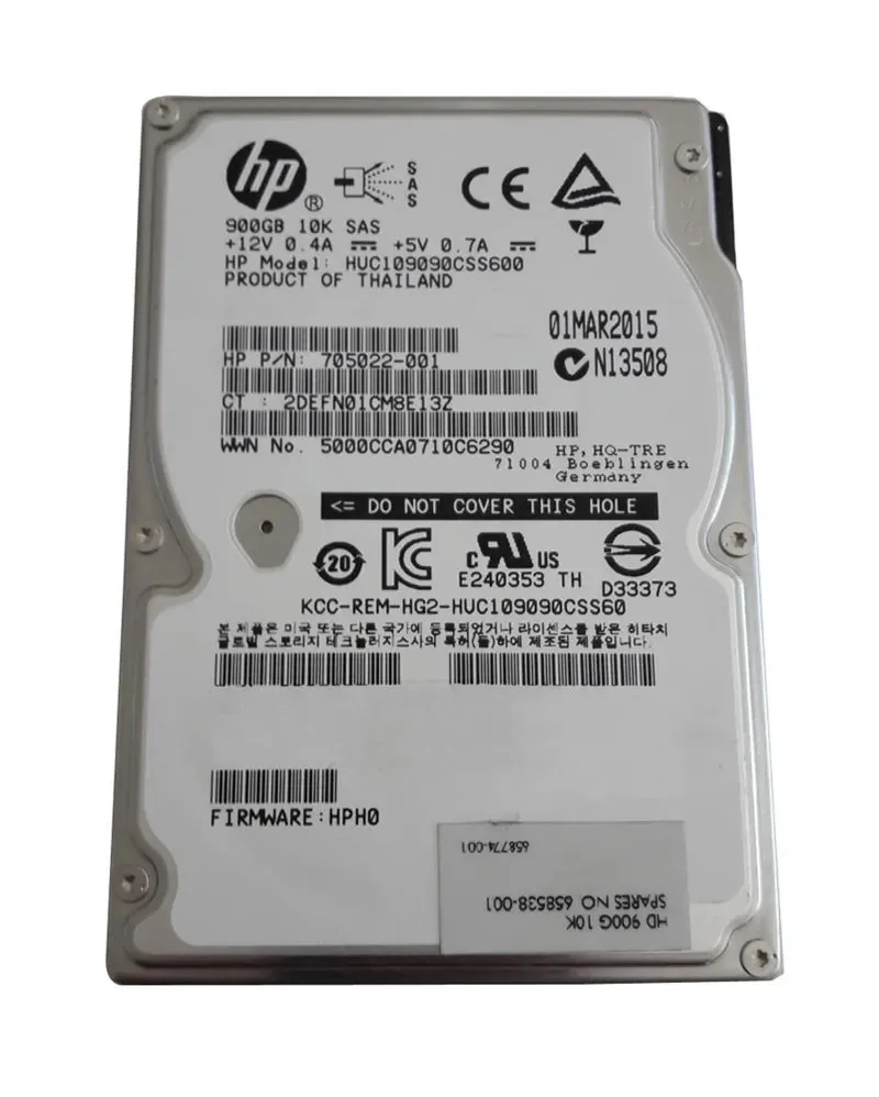 705022-001 - HP 900GB 10000RPM SAS 6Gb/s SFF NHP Hard Drive