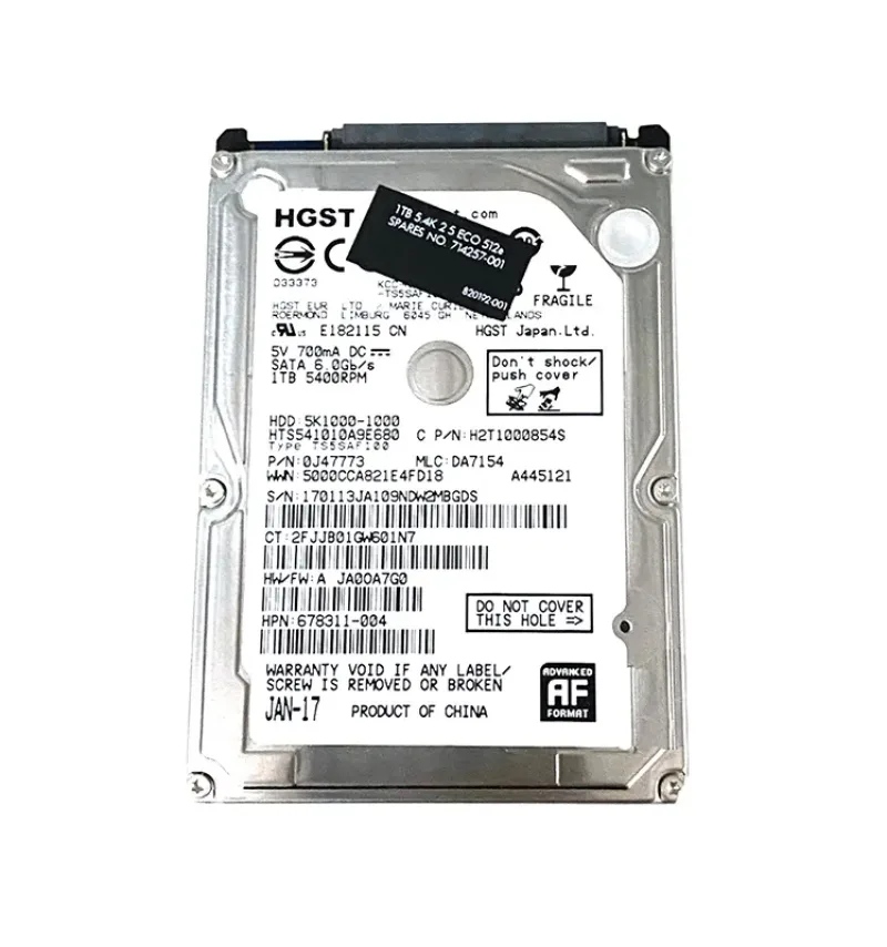 714257-001 - HP 1TB 5400RPM SATA 6Gb/s 2.5-inch Hard Drive