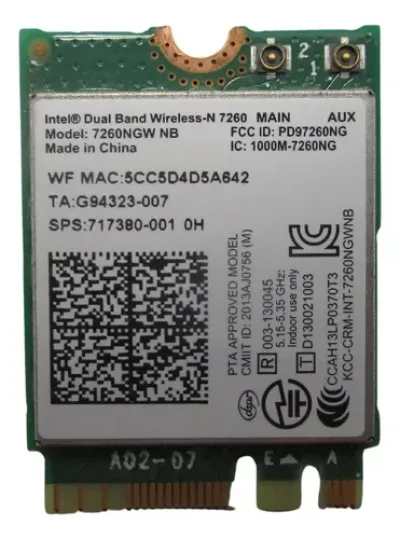 717380-001 - HP Intel 7260 802.11 a/b/g/n Dual Band Wireless N Wi-Fi Module