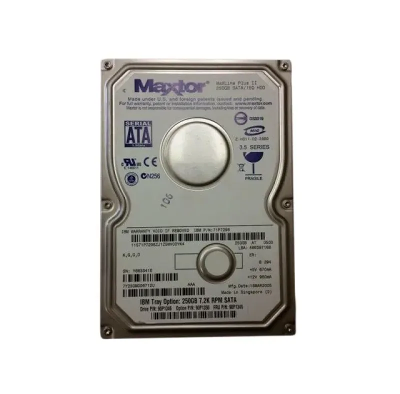 71P7298 - IBM 250GB 7200RPM SATA 1.5GB/s Simple Swap 8MB Cache 3.5-inch Hard Disk Drive