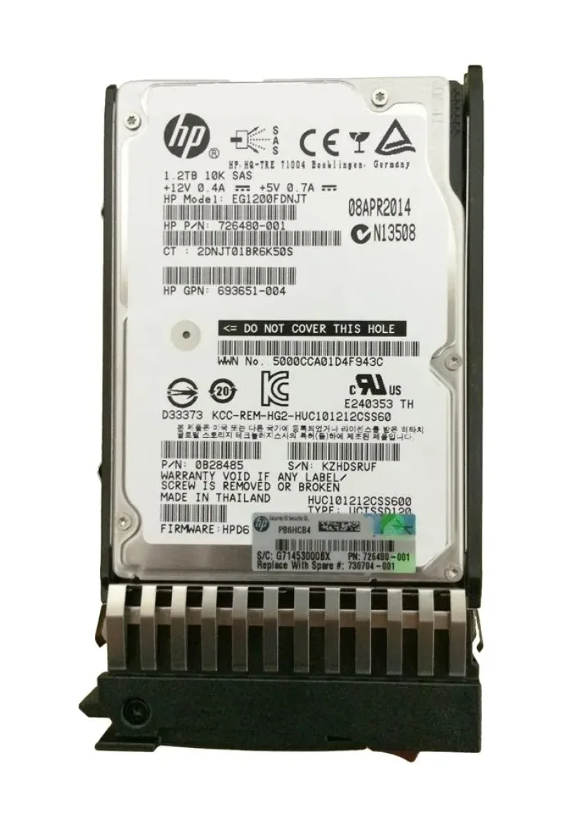 730704-001 - HP 1.2TB 10000RPM SAS 6GB/s Hot-Pluggable Dual Port 2.5-inch Hard Drive