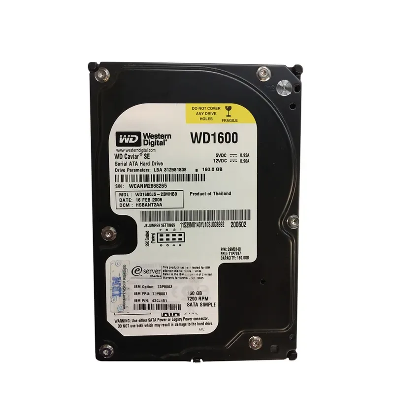 73P8001 - IBM Lenovo 160GB 7200RPM SATA 3.5-inch Hard Disk Drive