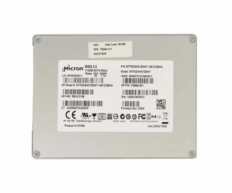 752240-001 - HP 512GB SATA 6Gb/s Solid State Drive