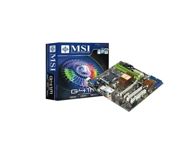 7563-010 - MSI G41M-FD Desktop Board Intel G41 Enhanced SpeedStep Technology Socket T 1333MHz, 1066MHz, 800MHz FSB 8GB DDR2 SDRAM DDR2-800/PC2-6400, DDR2-667/PC2-5300 Micro ATX