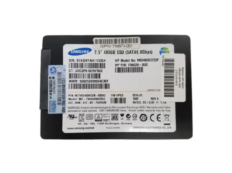 756620-002 - HP 480GB SATA 6Gb/s 2.5-inch SFF Solid State Drive