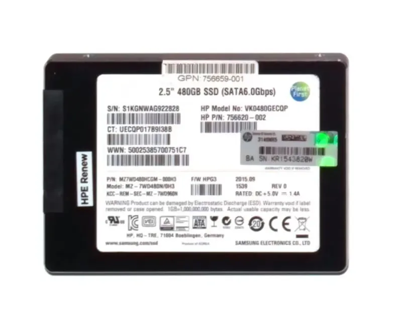 756659-001 - HP 480GB SATA 6Gb/s 2.5-inch Value Endurance Solid State Drive