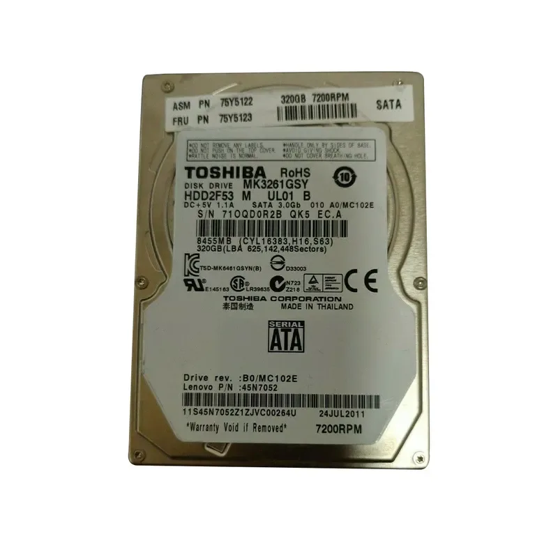 75Y5123 - Lenovo 320GB 7200RPM SATA 2.5-inch Hard Drive