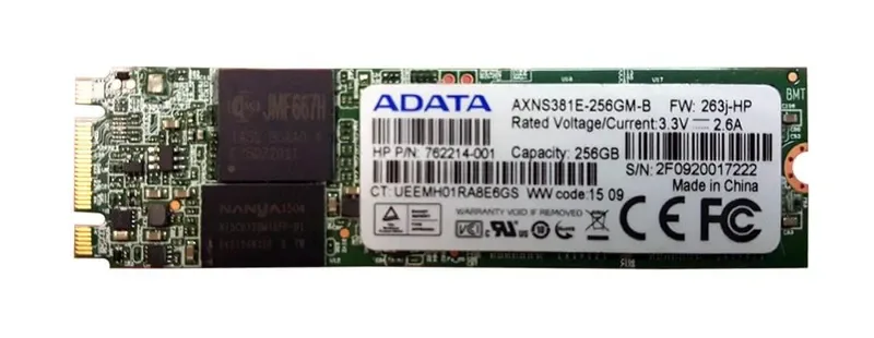 762214-001 - HP 256GB Multi-Level Cell (MLC) SATA 6Gb/s M.2 2280 Solid State Drive