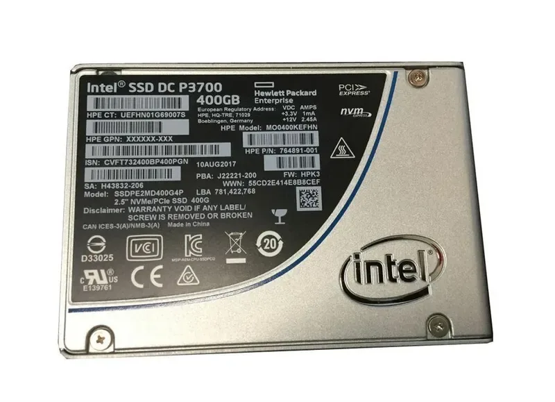 764891-001 - HP 400GB NVMe Write Intensive PCI Express 3.0 x4 MLC 2.5-inch Solid State Drive