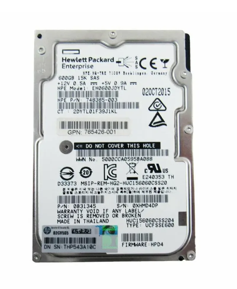 765426-001 - HP 600GB 15000RPM SAS 12Gb/s 3.5-inch Hard Drive