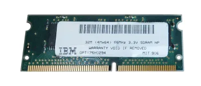 76H0294 - IBM 32MB 66MHz PC66 non-ECC Unbuffered CL2 144-Pin SoDimm Memory Module for ThinkPad