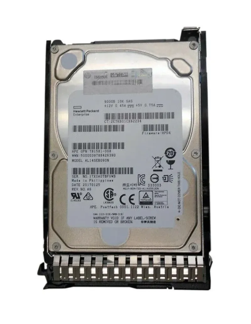 781581-008 - HP 900GB 10000RPM SAS 12GB/s Hot-Pluggable Enterprise 2.5-inch Hard Drive with Tray
