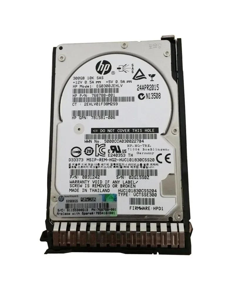 785410-001 - HP 300GB 10000RPM SAS 12GB/s 2.5-inch Smart Carrier Hard Drive