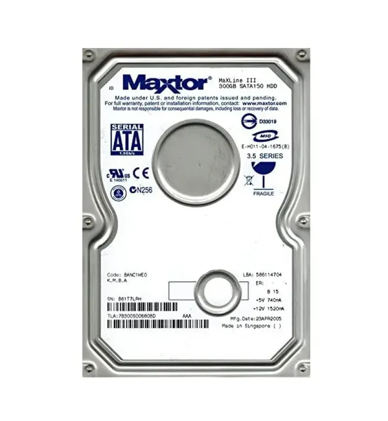 7B300S0 - Maxtor MaXLine III 300GB 7200RPM SATA 1.5Gb/s 16MB Cache 3.5-inch Hard Drive
