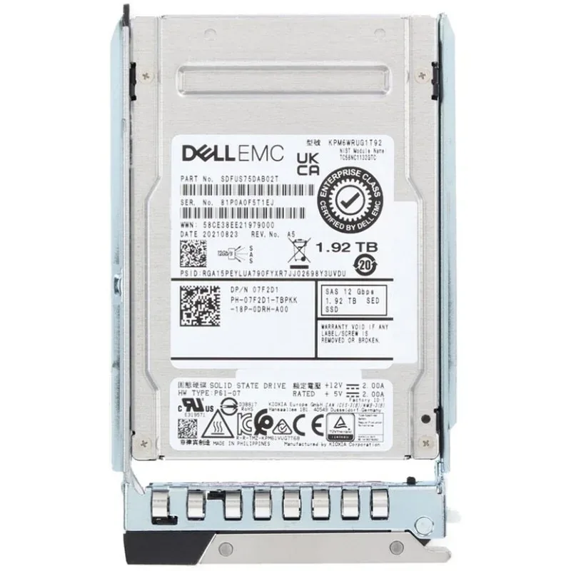 Dell 7F2D1 Dell 07F2D1 / 7F2D1 1.92TB Triple-Level Cell SAS 12Gb/s Read Intensive 2.5-Inch Solid State Drive
