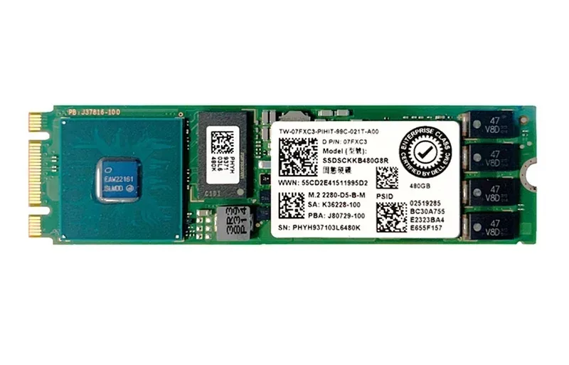 Dell 7FXC3 Dell 07FXC3 / 7FXC3 480GB SATA 6Gb/s Triple-Level Cell 3D NAND Read-intensive 64 Layer M.2 2280 Solid State Drive for Poweredge servers