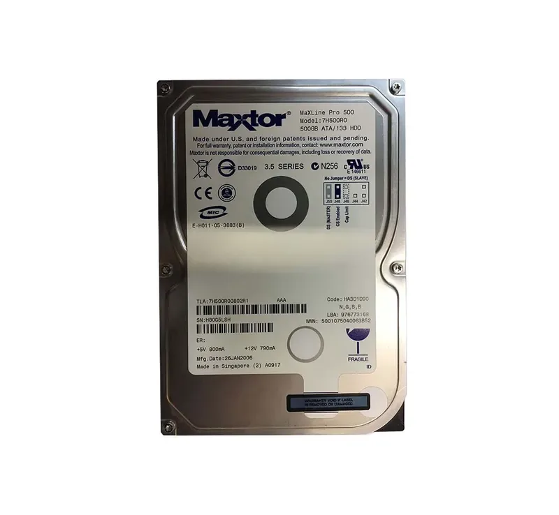 7H500R00802R1 - Maxtor MaXLine Pro 500 500GB 7200RPM ATA-133 16MB Cache 3.5-inch Hard Drive