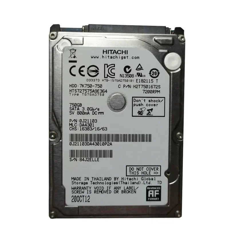 7K750-750 - Hitachi 50 - 750GB 7200RPM SATA 2.5-inch Hard Disk Drive HDD