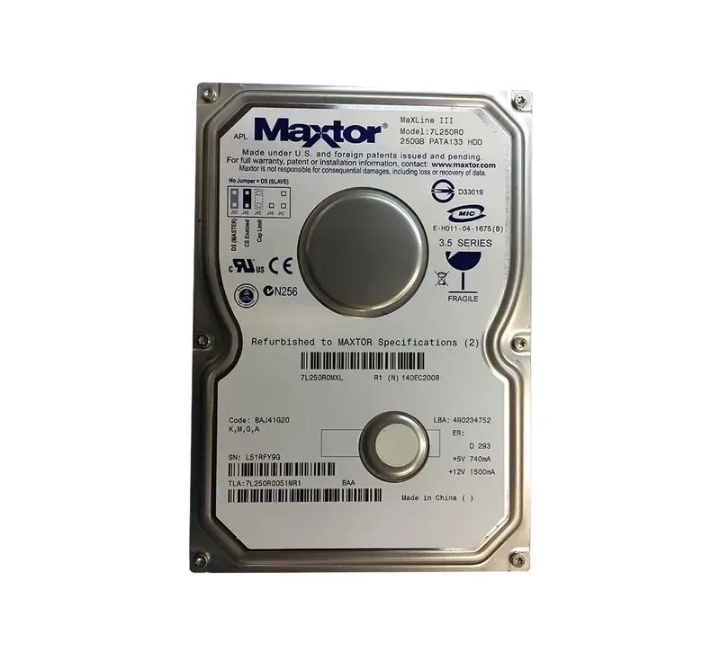 7L250R0051MR1 - Maxtor MaXLine III 250GB 7200RPM ATA-133 16MB Cache 3.5-inch Hard Drive