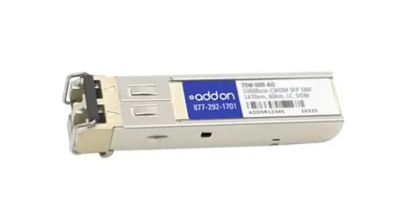 7SW000AO - Addonics 1Gbps 1000Base-CWDM Single-mode Fibre 80km 1470nm DOM LC Connector SFP Transceiver Module