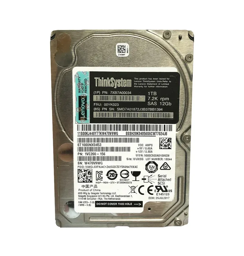 7XB7A00034 - Lenovo 1TB 7200RPM SAS 12Gb/s 512n Hot-Swappable 2.5-inch Hard Drive for ThinkSystem