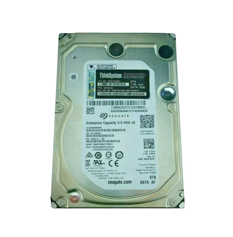 7XB7A00053 - Lenovo 8TB 7200RPM SATA 6Gb/s 512e Hot-Swappable 3.5-inch Hard Drive for ThinkSystem