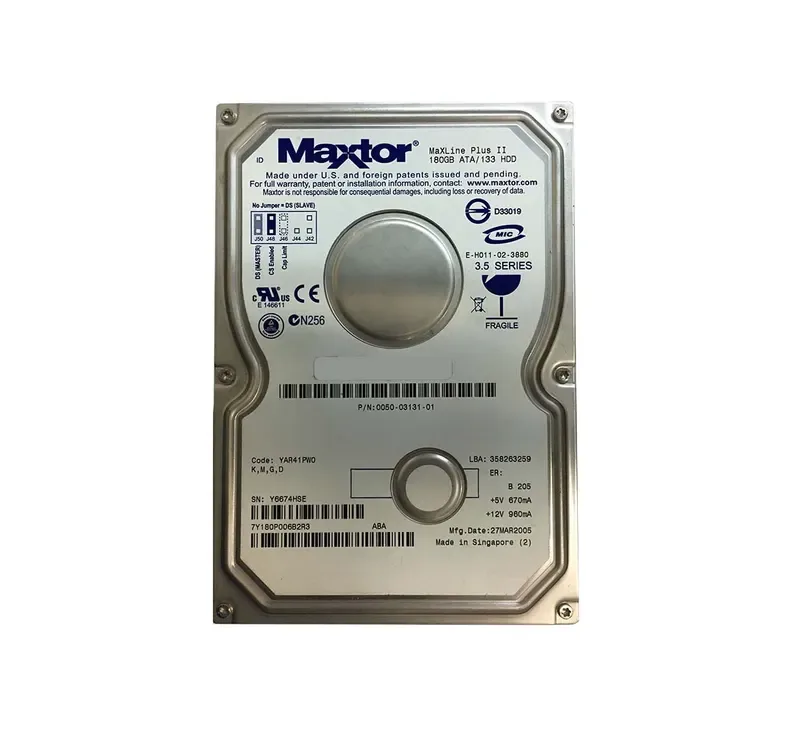 7Y180P006B2R3 - Maxtor MaXLine Plus II 180GB 7200RPM ATA-133 8MB Cache 3.5-inch Hard Drive