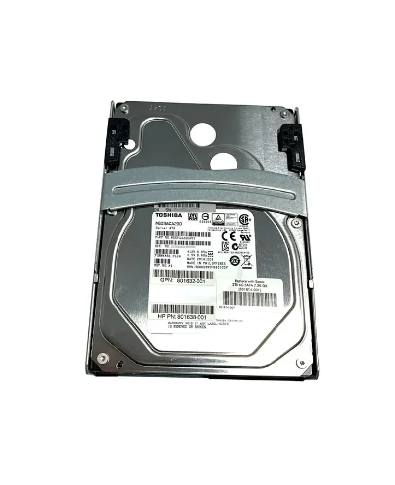 801638-001 - HP 2TB 7200RPM 6Gb/s SATA 3.5-Inch Hard Drive