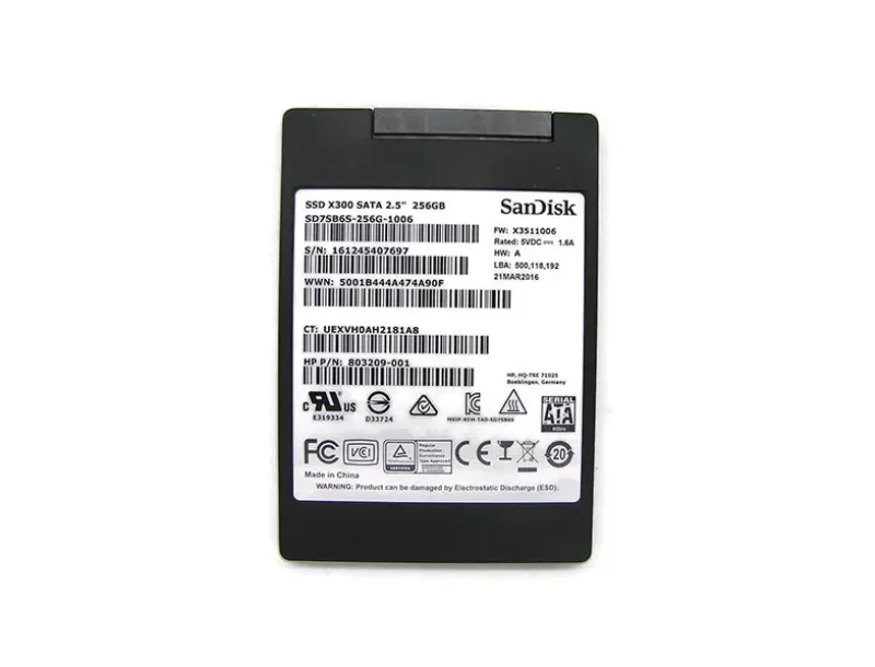 803209-001 - HP / SanDisk 256GB SATA 2.5-inch Solid State Drive