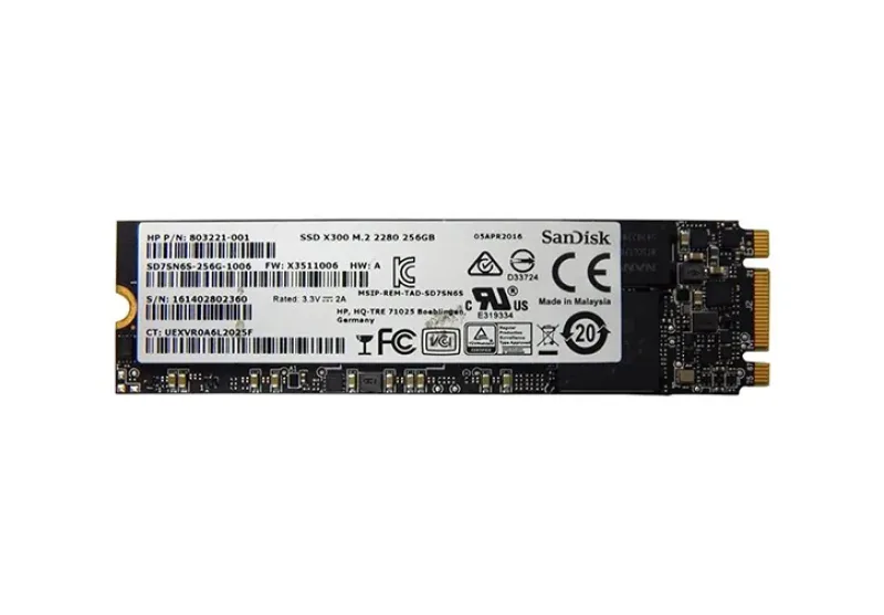 803221-001 - HP 256GB Triple-Level Cell SATA 6Gb/s M.2 2280 Solid State Drive