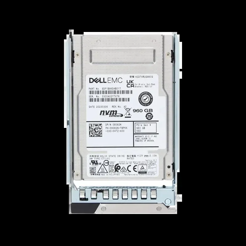 Dell 8082N Dell 08082N / 8082N 960GB Triple-Level Cell PCI Express NVMe 4.0 512e SFF 2.5-Inch Solid State Drive