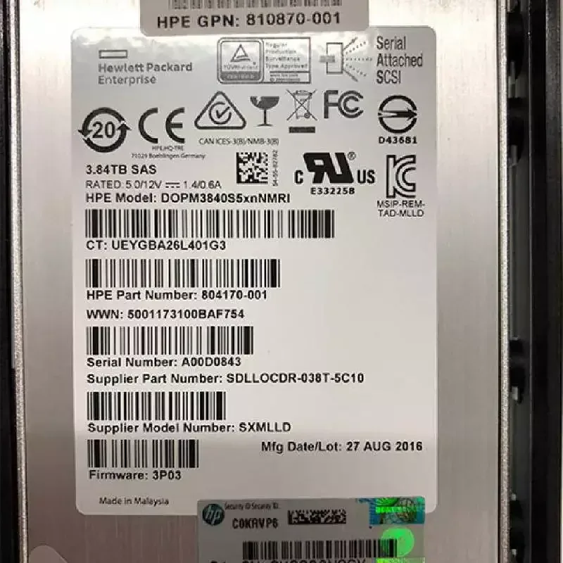 HPE 810870-001 3.84TB SAS 12Gb/s 2.5-inch Solid State Drive . In Stock