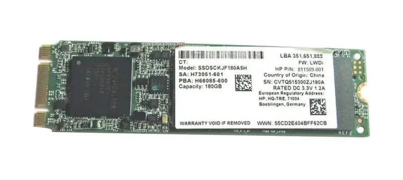 811389-001 - HP 180GB Multi-Level Cell SATA 6Gb/s M.2 2280 Solid State Drive