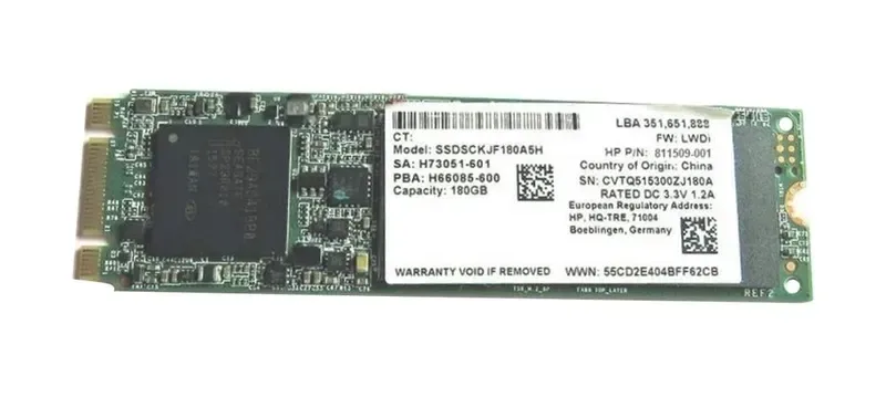 811509-001 - HP 180GB Multi-Level Cell SATA 6Gb/s SED M.2 2280 Solid State Drive
