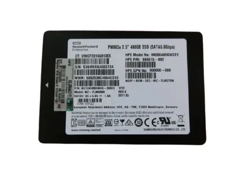 813440-001 - HP 480GB Multi-Level Cell SATA 6Gb/s 2.5-inch Value Endurance Solid State Drive