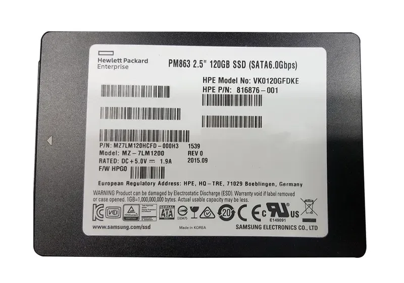 816876-001 - HP 120GB SATA 6Gbps Read Intensive-3 2.5-inch Internal Solid State Drive