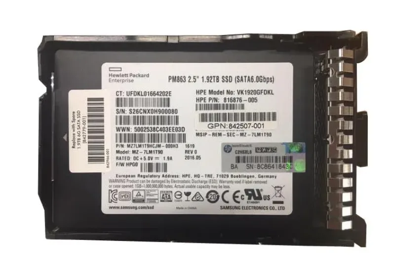 842507-001 - HP 1.92TB SATA 6Gb/s 2.5inch Read Intensive Solid State Drive