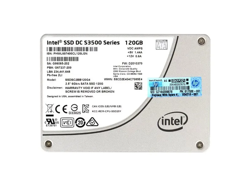 854216-001 - HP 120GB SATA 6GB/s Solid State Drive