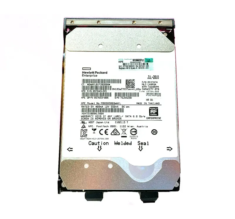 857643-001 - HP 8TB 7200RPM SATA 6Gb/s Midline Hot-Swappable 3.5-inch Hard Drive with Tray for ProLiant Server