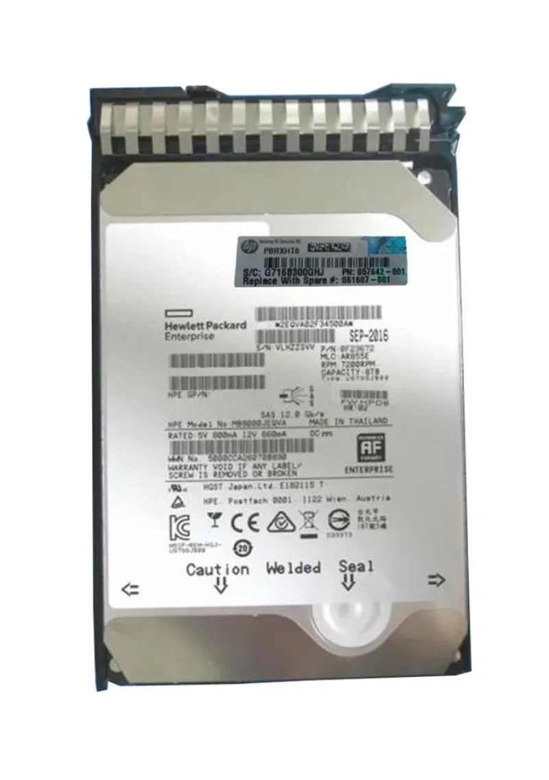 861607-001 - HP 8TB 7200RPM SAS 12Gb/s 512e Hot-Swappable 3.5-inch Midline Hard Drive with Tray