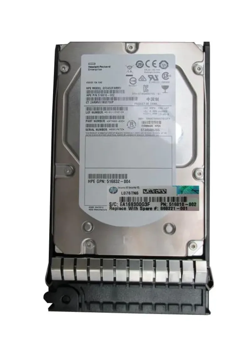 868221-001 - HP 450GB 15000RPM SAS 6Gb/s 3.5-inch Hard Drive