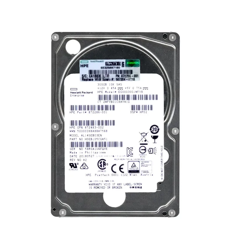 872286-001 - HP 300GB 10000RPM SAS 12Gb/s 2.5-inch Hard Drive