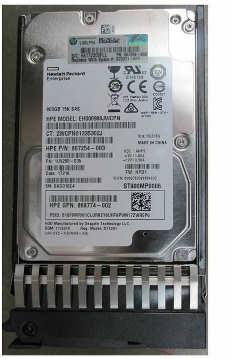 HPE 875217-003 Enterprise 900GB 15000RPM 12Gb/s SAS 512 2.5-Inch Hard Drive With Standard Carrier