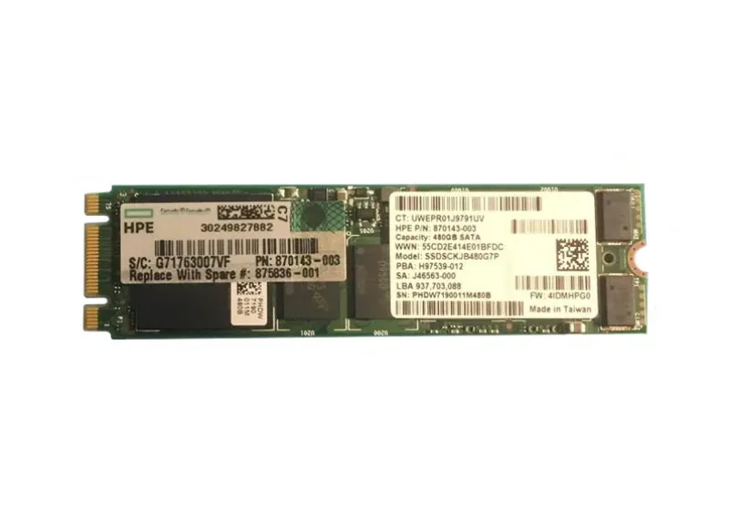 875836-001 - HP 480GB SATA 6Gb/s M.2 2280 Read Intensive Solid State Drive
