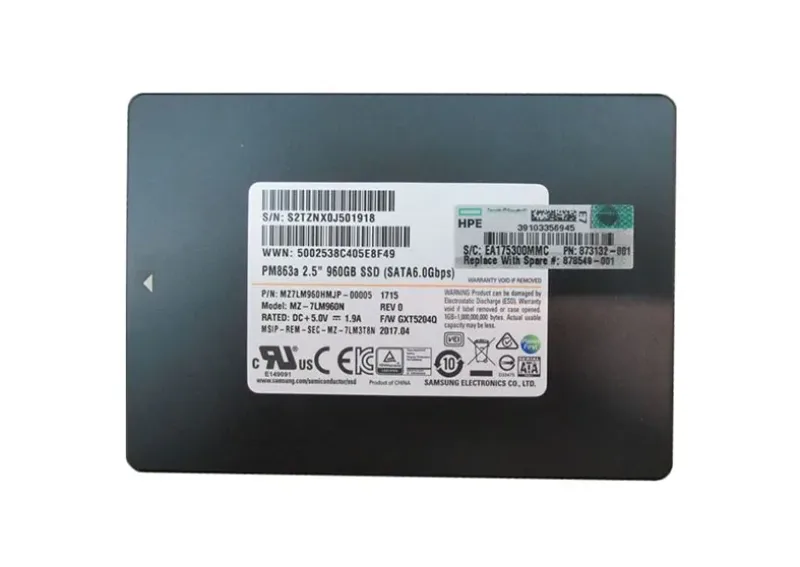 878549-001 - HP 960GB SATA 6Gb/s 2.5-inch Solid State Drive for Cloudline CL5200 Gen9 Server