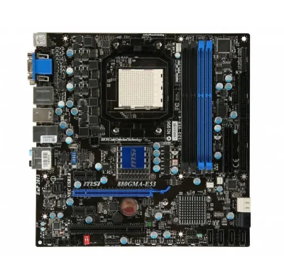 880GMA-E53 - MSI Desktop Motherboard AMD Chipset Micro ATX Socket AM3 PGA-941 2600MHz HT 16GB DDR3 SDRAM Ultra ATA/100 (ATA-6), Ultra ATA/66 (ATA-5), Ultra ATA/33 (ATA-4) Serial ATA/300, Serial ATA/600 Yes 7.1