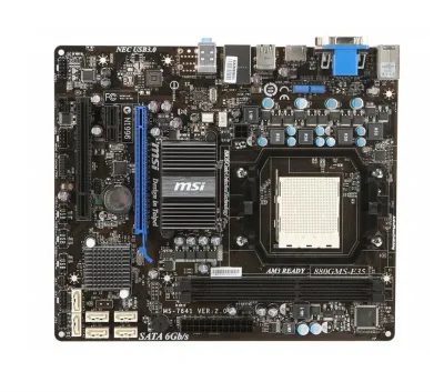 880GMS-E35 - MSI Desktop Motherboard AMD Socket AM3 PGA-941 Micro ATX 1 x Processor Support 16GB DDR3 SDRAM Maximum RAM Serial ATA/600 Yes Controller Yes 1 x PCIe x16 Slot Yes