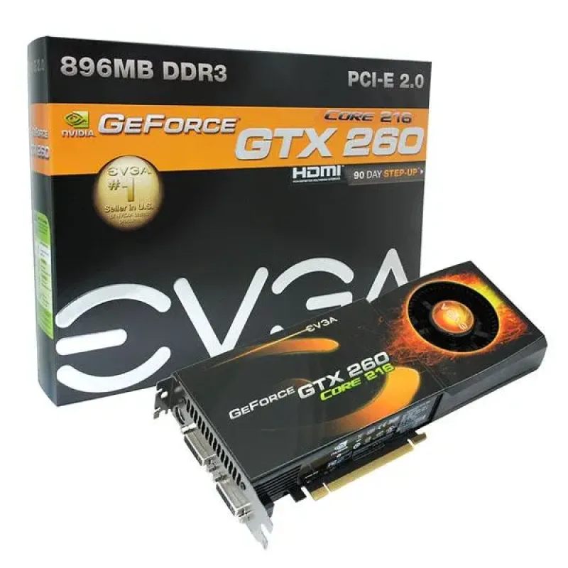 896-P3-1252-R1 - EVGA GeForce GTX 260 Core 216 896MB 448-Bit DDR3 PCI Express 2.0 x16 Dual DVI/ HDMI HDTV Video Graphics Card