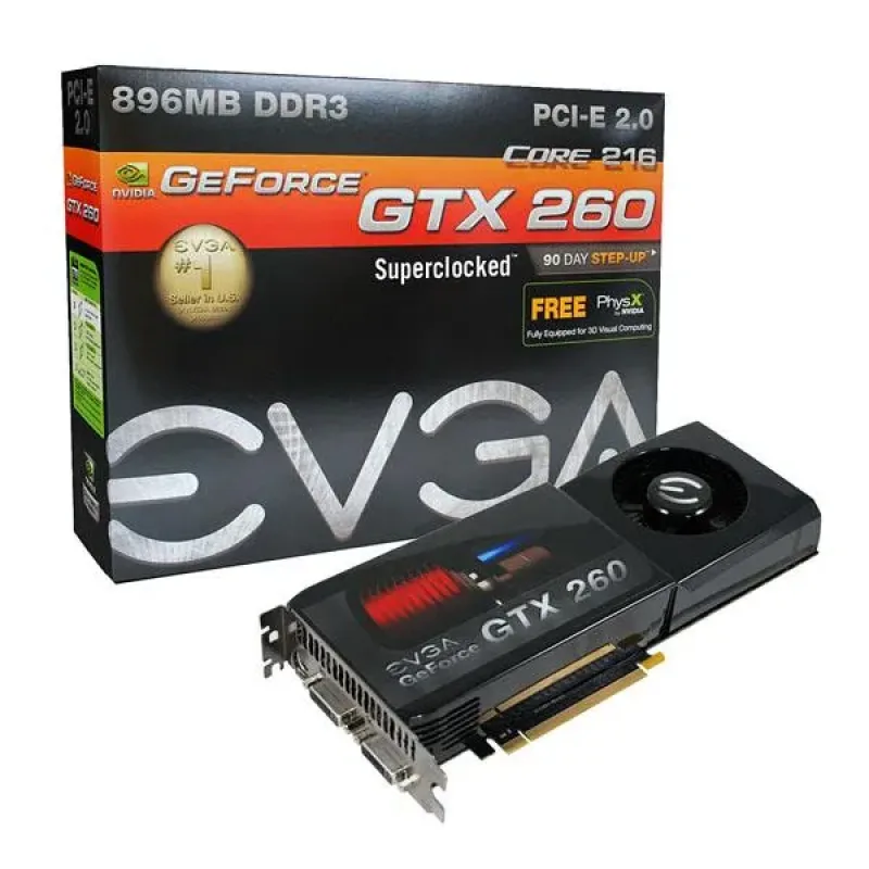 896-P3-1258-R1 - EVGA GeForce GTX 260 Core 216 SuperClocked 896MB 448-Bit GDDR3 PCI Express 2.0 Video Graphics Card