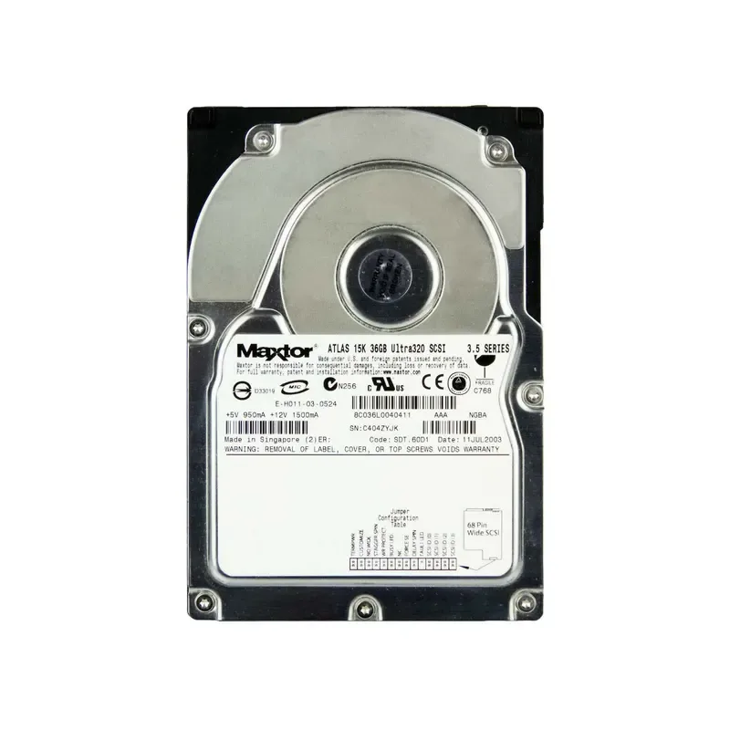 8C036L0 - Maxtor Atlas 15K 36.70 GB 3.5 Internal Hard Drive - Ultra320 SCSI - 15000 rpm - 8 MB Buffer